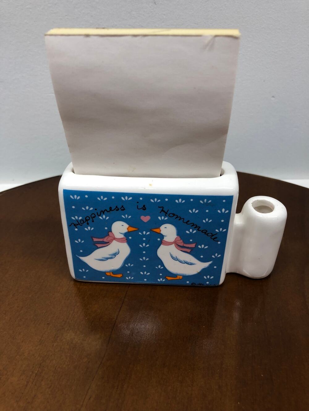 Vintage Geese Duck Memo Holder Pen Set 1986 Happiness is Homemade No pen